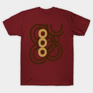 Circles and rings in gold and brown T-Shirt